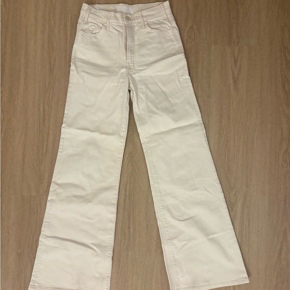 Mother Cream Hustler Roller Heel Jeans